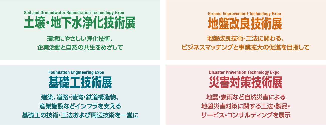 土壌・地下水浄化技術展　地盤改良技術展　基礎工技術展　災害対策技術展